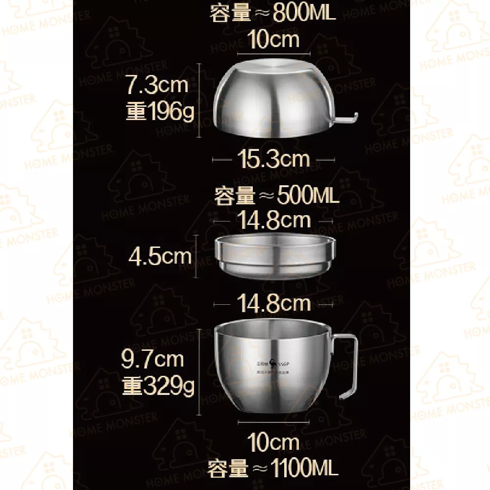 【上班族好物】法蘭克福快餐碗 304不鏽鋼碗盛飯碗便當盒