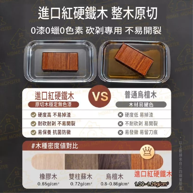 【全新上市】方形紅硬鐵木砧板 耐砍剁砧板 切菜板 方形砧板 實木砧板