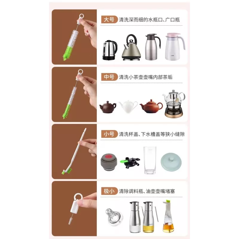 【深入縫隙】日本壺口刷套組(四刷一環) 壺嘴刷 吸管刷 水壺刷 杯蓋刷 洗手槽刷