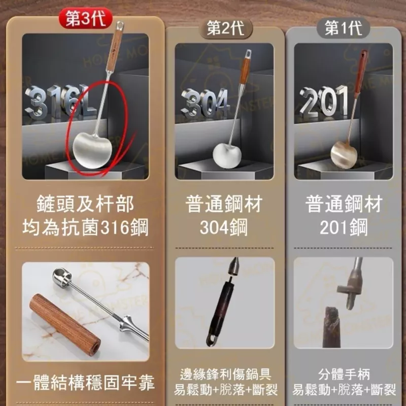 【左右能鏟】316不鏽鋼蘑菇鍋鏟 人體工學鍋鏟 不鏽鋼鍋鏟 炒菜鏟