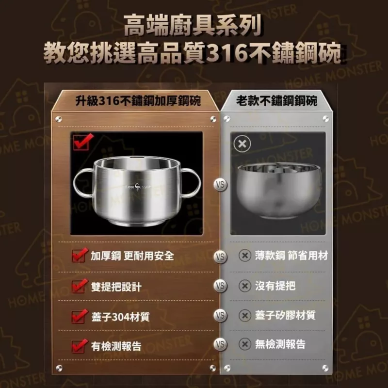 【雙耳好拿】316不鏽鋼雙耳碗(含蓋) 雙耳兒童碗 雙層防燙兒童碗 兒童碗