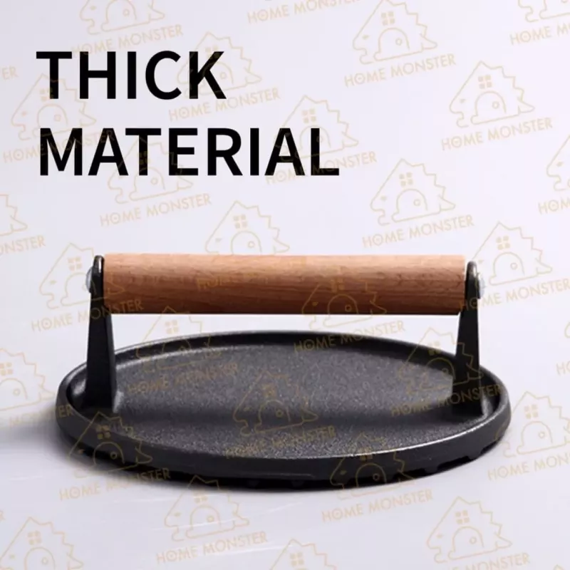 圓形鑄鐵壓肉板 牛排壓肉器 條紋壓肉器 牛排壓平器 漢堡壓板 鐵板燒料理