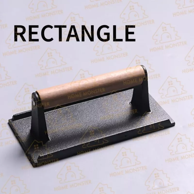 長方形鑄鐵壓肉板 牛排壓肉器 條紋壓漢堡鐵板 鐵板燒壓板 廚房烹飪工具