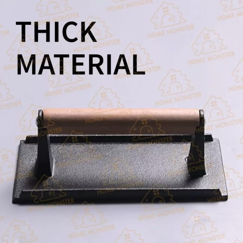 長方形鑄鐵壓肉板 牛排壓肉器 條紋壓漢堡鐵板 鐵板燒壓板 廚房烹飪工具