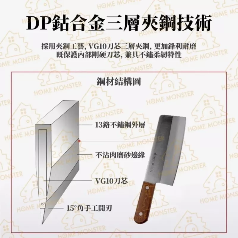 【藤次郎鍛造】VG10武生鋼中華菜刀 日本進口三層鋼 廚房專業切菜刀 料理刀