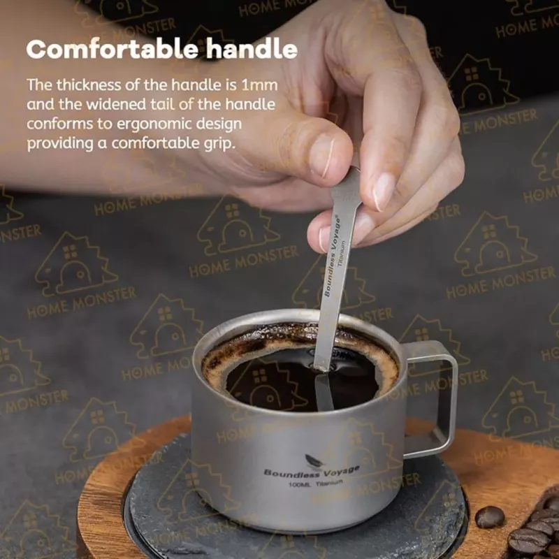 【咖啡拍檔】迷你純鈦咖啡勺(兩入組) 純鈦迷你攪拌棒 咖啡匙 糖勺