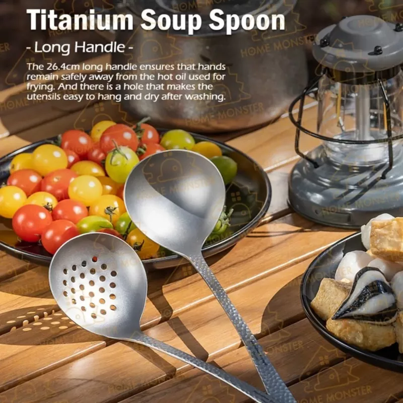 【火鍋最高】純鈦湯勺漏勺套組 純鈦長柄湯勺 露營湯杓 火鍋勺 湯匙