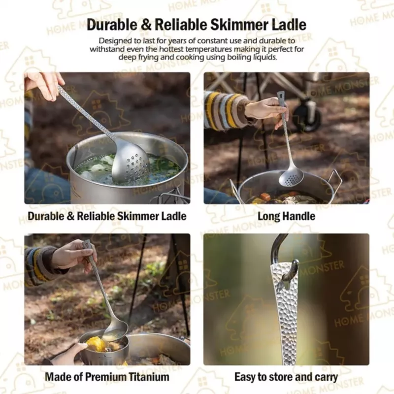 【火鍋最高】純鈦湯勺漏勺套組 純鈦長柄湯勺 露營湯杓 火鍋勺 湯匙