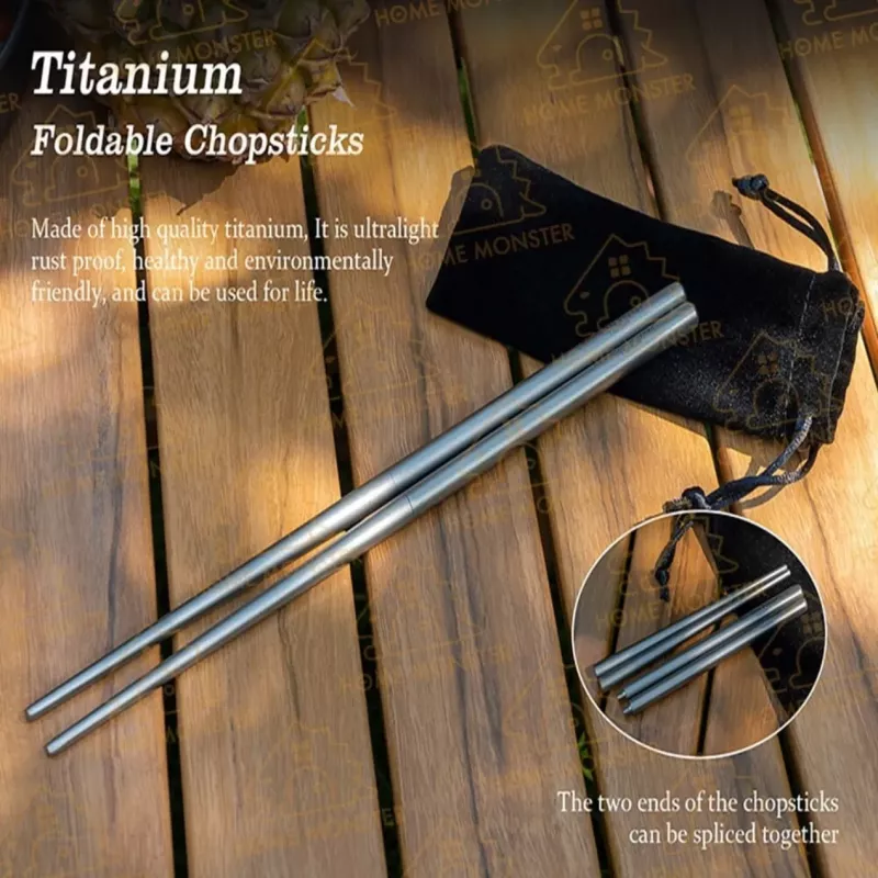 【口袋良伴】純鈦兩段式方筷 必唯純鈦筷子 環保餐具 露營餐具 登山筷子