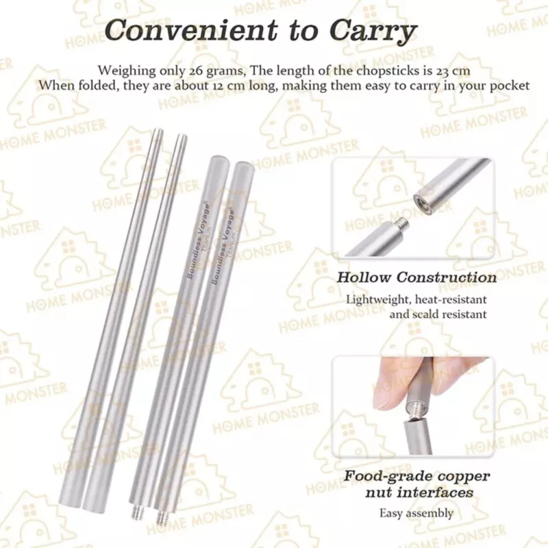 【口袋良伴】純鈦兩段式方筷 必唯純鈦筷子 環保餐具 露營餐具 登山筷子