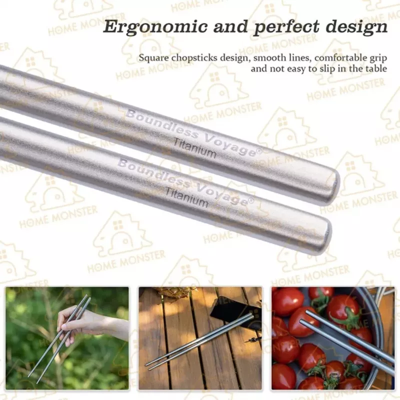 【口袋良伴】純鈦兩段式方筷 必唯純鈦筷子 環保餐具 露營餐具 登山筷子