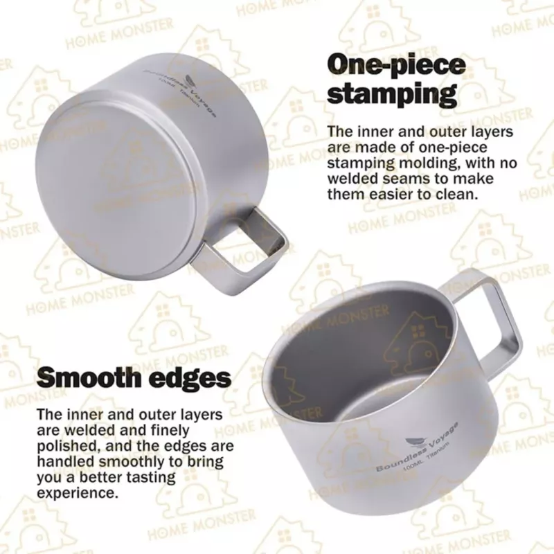 【濃縮絕配】純鈦雙層隔熱杯 100ml 義式咖啡杯 濃縮意式杯子 露營杯