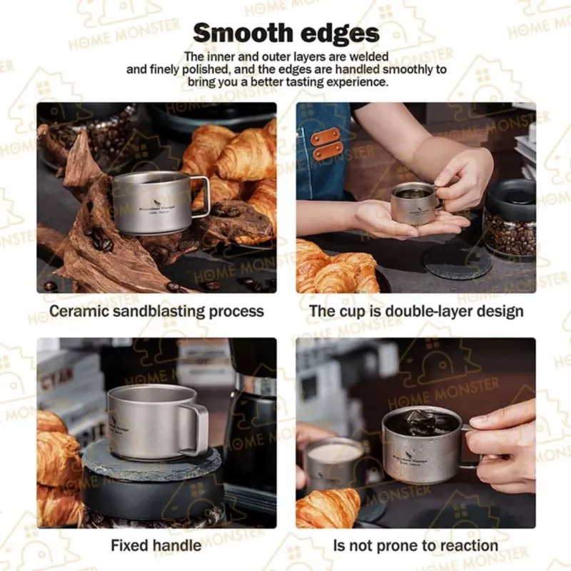 【濃縮絕配】純鈦雙層隔熱杯 100ml 義式咖啡杯 濃縮意式杯子 露營杯