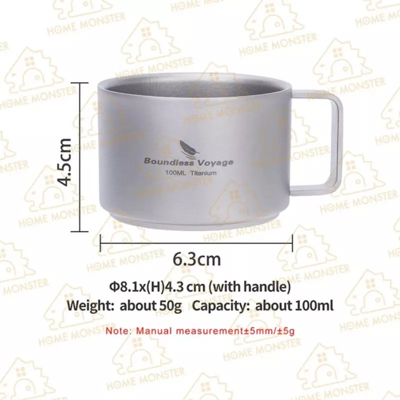 【濃縮絕配】純鈦雙層隔熱杯 100ml 義式咖啡杯 濃縮意式杯子 露營杯