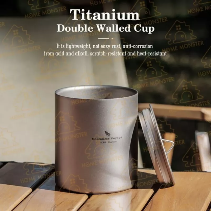 【鈦感生活】純鈦雙層杯350ml 辦公室茶杯 鋼杯 防燙茶杯 泡茶杯 保溫杯 馬克杯