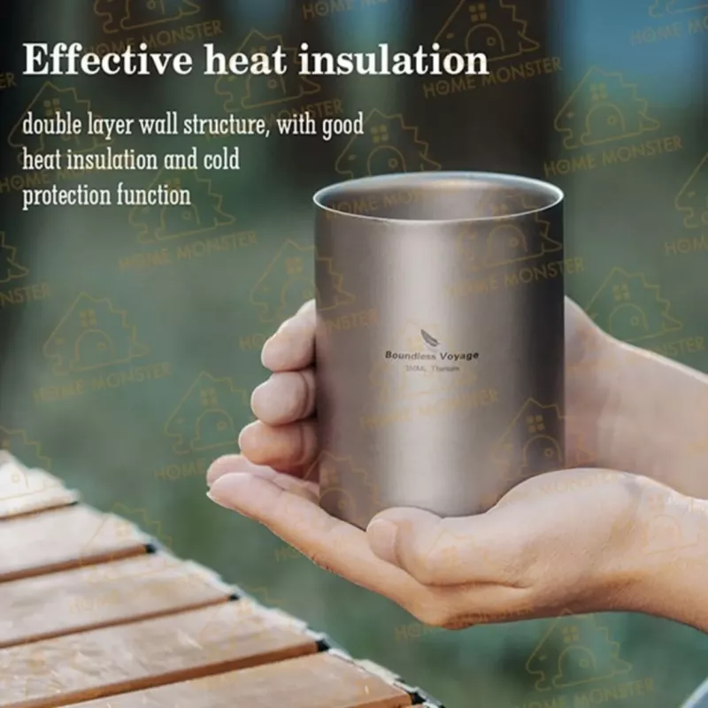 【鈦感生活】純鈦雙層杯350ml 辦公室茶杯 鋼杯 防燙茶杯 泡茶杯 保溫杯 馬克杯