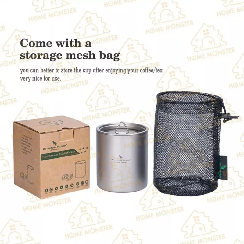 【鈦感生活】純鈦雙層杯350ml 辦公室茶杯 鋼杯 防燙茶杯 泡茶杯 保溫杯 馬克杯