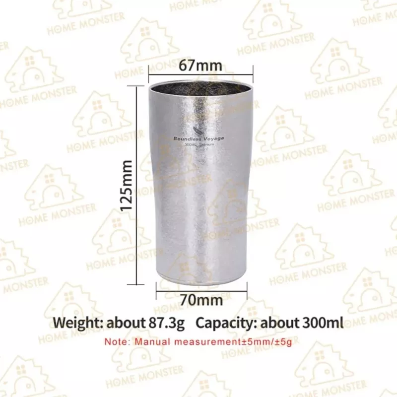 【啤酒好搭】純鈦雙層結晶啤酒杯 300ml純鈦鋼杯 雙層隔熱杯 茶杯 露營杯