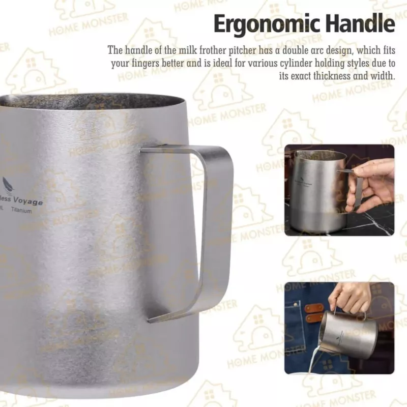 【專業拉花】純鈦結晶拉花杯 600ml拉花杯 奶泡杯 咖啡拉花缸 純鈦咖啡杯
