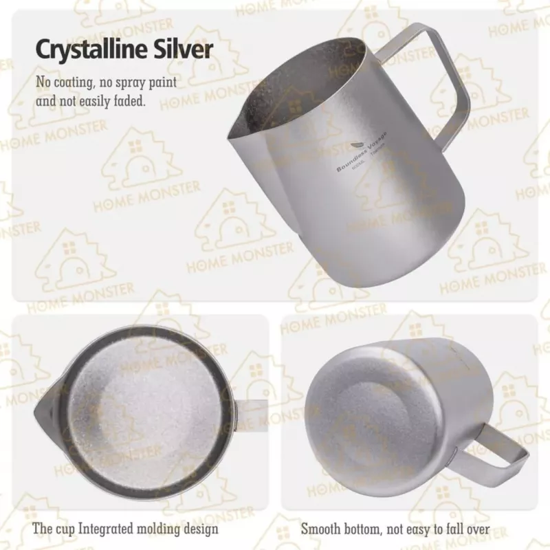【專業拉花】純鈦結晶拉花杯 600ml拉花杯 奶泡杯 咖啡拉花缸 純鈦咖啡杯