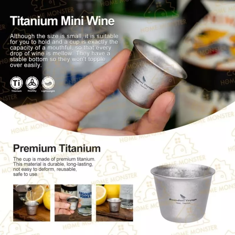 【一口剛好】15ml純鈦迷你烈酒杯 TA1鈦金屬小酒杯 鈦酒杯 迷你酒杯