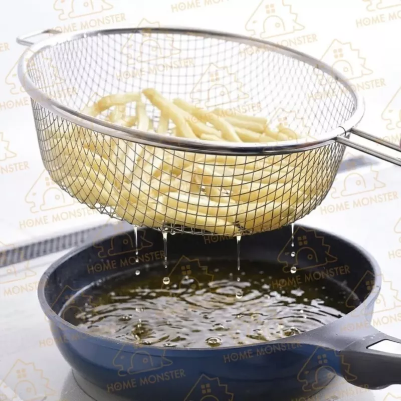 【速瀝好撈】日本燕三條不鏽鋼手柄瀝水網 炸物瀝油 網籃 濾網