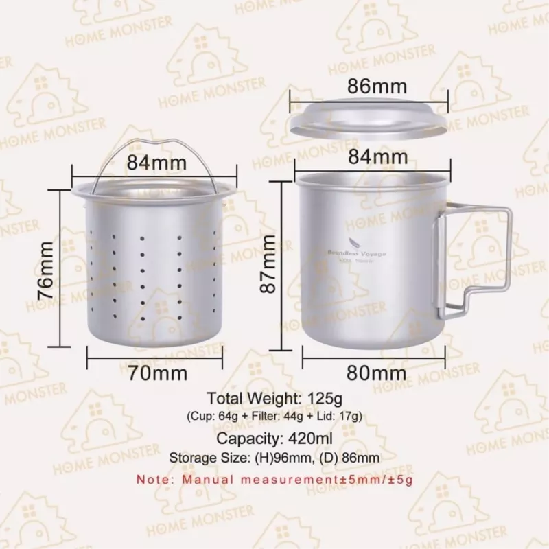 【茶杯直泡】純鈦水杯420ml 泡茶杯 鈦茶杯 茶濾杯 露營茶杯 鈦杯