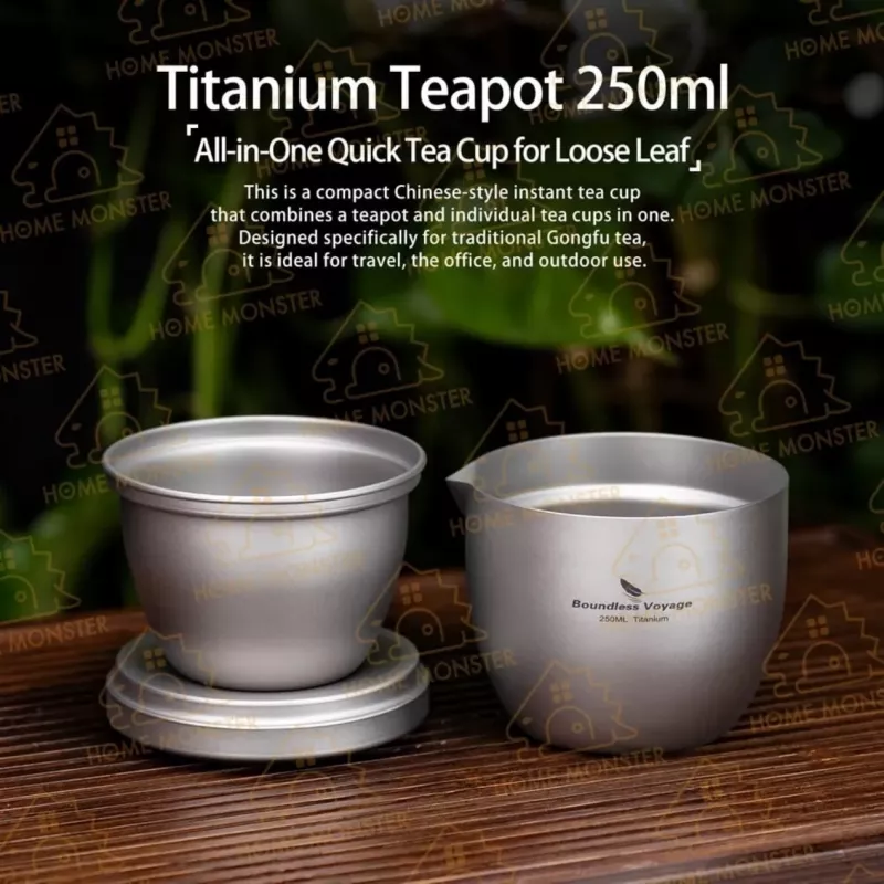 【單人茶旅】純鈦分體泡茶器 單人泡茶器 雙層防燙泡茶杯 純鈦泡茶杯