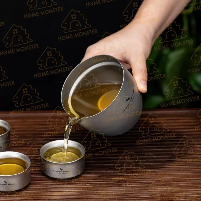 【單人茶旅】純鈦分體泡茶器 單人泡茶器 雙層防燙泡茶杯 純鈦泡茶杯