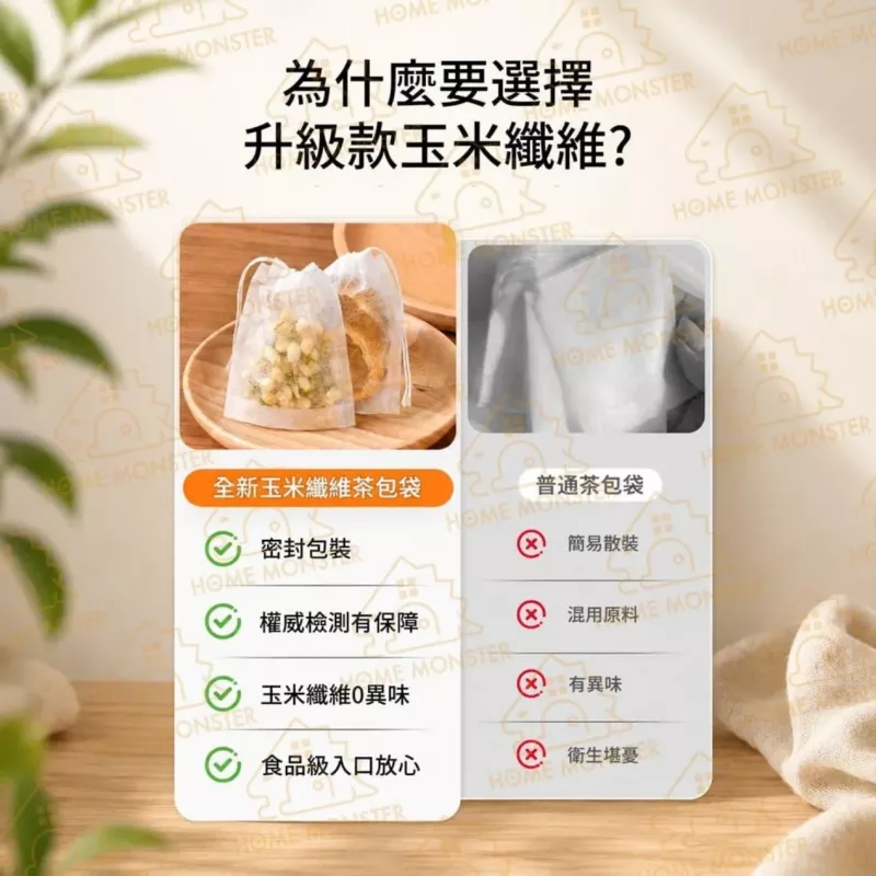 【輕鬆濾茶】玉米纖維茶包袋100入 抽繩茶袋 滷包 棉袋 泡茶袋 布袋
